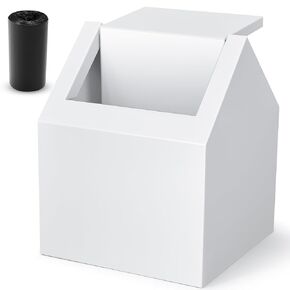 Double Entry Sanitary Napkin Receptacle Swing Top Floor Receptacle Tampon Disposal Bin with 100 Black Disposal Liner Bags, Feminine Waste Tampon Holder Bathroom Hygiene Container, White, Metal in Saudi Arabia