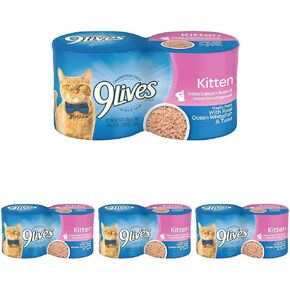 9Lives طعام القطط الرطب، باتيه اللحم مع سمك المحيط الأبيض الحقيقي والتونة، 5.5 أونصة. علبة (عبوة من 24 علبة) in Kuwait