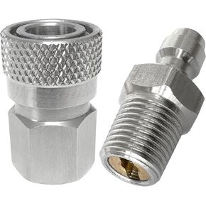 1/8 NPT Female Connector and 8mm Male Plug Fill Nipple With One-way Valve Quick-Disconnect Set, Stainless Steel Remote Line Male & Female Set for PCP Foster Paintball Airsoft Air Gun Tool in Kuwait