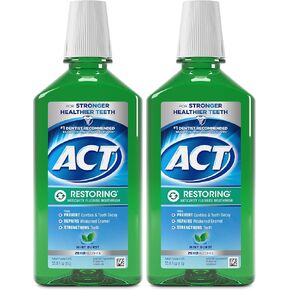 غسول الفم بالفلورايد المضاد للتجاويف من أكت مع صفر كحول، ويصلح المينا ويقوي الأسنان، انفجار النعناع، ​​33.8 أونصة سائلة. أونصة، 2 قطعة in Kuwait