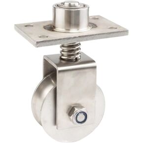 U-Type pulley 68mm Heavy Duty V Groove Caster Spring Loaded Gate Stainless Steel Rolling Wheels Load Capacity 550 Lbs(V shaped) in Kuwait