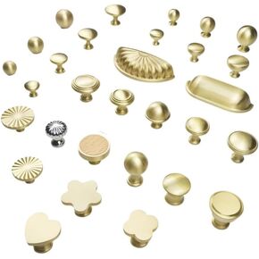 الصلبة النحاس محكم النحاس درج مقابض لقطع الأثاث خزانة باب الأجهزة 1 قطعة (015-Brass-D33mm) in Kuwait