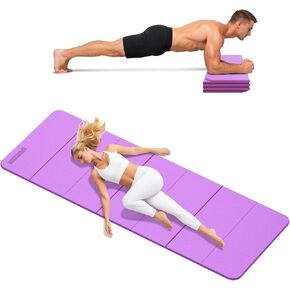 بساط يوجا قابل للطي بسمك إضافي 0.4 بوصة، بساط تمارين TPE مقاس 75 × 26 بوصة، بساط لياقة مبطن غير قابل للانزلاق من 7 ألواح لليوجا والبيلاتس والتمدد والتمارين المنزلية in Kuwait