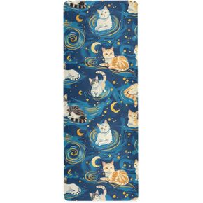 سجادة يوجا للقطط ذات السماء المرصعة بالنجوم غير قابلة للانزلاق سميكة للأطفال صديقة للبيئة مطاطية قابلة للطي للتمارين الرياضية للنساء in Kuwait