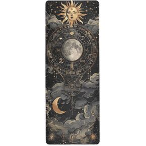 Astrological Pattern Yoga Mat, 71 x 26 Inch Non-slip Yoga Mats Folding Travel Exercise Mat Indoor Outdoor Gym Pilates with Storage Bag for Women Men in Kuwait