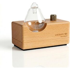 موزع روائح الزيوت العطرية الزجاجي ذو قطرة الماء مع قاعدة خشبية مصنوعة يدويًا للعلاج بالروائح، موزع روائح بدون ماء لمكتب اليوغا المنزلي، بخاخات زيت محمولة ولاسلكية مع LED ومؤقت، هدية عطر in Kuwait