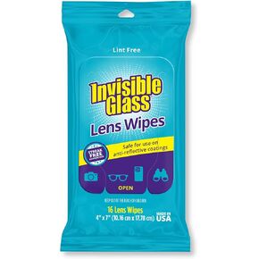 Invisible Glass 90060 Lens Cleaning Wipes – Streak-Free, Lint-Free Wipes for Glasses, Camera Lenses, Binoculars & Smartphone Cameras, Safe on Reflective Coatings – 16 Count in Kuwait