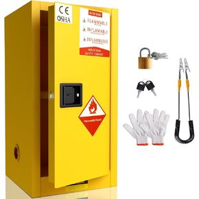 RQR Flammable Storage Cabinet 35.5" x 18.11" x 18.11", 32 Gallon Galvanized Steel Flammable Cabinet, Made of 2-mm Cold-Rolled Steel Plate, Adjustable Shelf, Yellow in Saudi Arabia