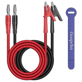 Goupchn 4mm Stackable Banana Plugs to Crocodile Alligator Clips Test Leads Flexible Cable Wire 2PCS Red Black 3.3ft/1m for Multimeter Electrical Testing in Kuwait