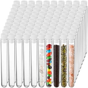 100 Pake 8 مل أنابيب اختبار واضحة مع قبعات 12 × 100 مم قوارير بلاستيكية أنابيب اختبار للتجارب العلمية عيد الهالوين عيد الميلاد تحت عنوان علمي لوازم حفلات أعياد الميلاد تخزين الحلوى (أحمر) in Kuwait