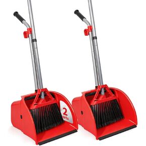 مجموعة المكنسة التجارية والمجارف، مجموعة المكنسة شديدة التحمل، مجرفة الحطام الكبيرة، مجموعة القمامة للتنظيف التجاري/الصناعي، مجموعتان، أحمر، حجم كبير جدًا in Kuwait
