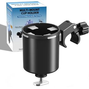 حامل أكواب كاياك مطور مزود بمسار ومشبك، حامل أكواب قابل للتعديل 360 درجة يناسب الأكواب سعة 12 أونصة - 40 أونصة، كوب 2 في 1 وصندوق تخزين لصيد قوارب الكاياك، والصيد على حامل الشجرة، يناسب القضبان المستديرة والمربعة in Kuwait