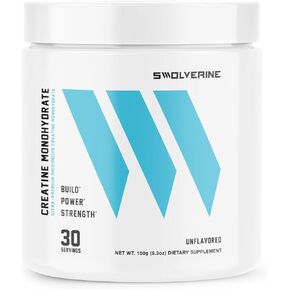 Swolverine Creatine Monohydrate Powder - 5g Micronized Creatine, Third-Party Tested, Single-Ingredient, Supports Muscle Strength, Power, Recovery & High-Intensity Performance, 30 Servings, Unflavored in Saudi Arabia
