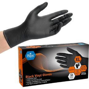 قفازات MED PRIDE من الفينيل الأسود ذات القوة الإضافية للاستعمال مرة واحدة، خالية من البودرة واللاتكس، للاستخدام الجراحي وفناني الوشم واستخدام إعداد الطعام in Kuwait