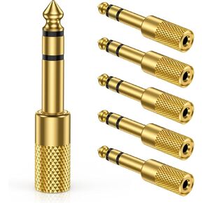 2-Pack Gold-Plated 1/4 inch to 3.5mm Headphone Adapter, TRS Stereo Audio Jack Converter (6.35mm Male to 1/8 Female) for Guitar Amp, Digital Piano, Keyboard, Speaker, Mixer, and AV Receiver in Kuwait