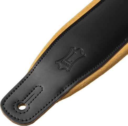 Levy's Leathers Best-Selling 3" Wide Amped Leather Series Guitar Strap with Foam Padding, Black with Tan Suede Backing, (M26SPD-BLK-TAN) in Kuwait