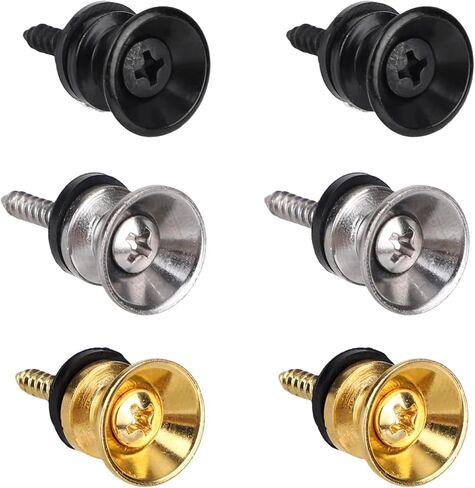 6pcs Guitar Strap Buttons Lock Pins, Metal Strap Buttons for Acoustic Electric Guitar Bass Ukulele (Black, Gold, Silver) in Saudi Arabia