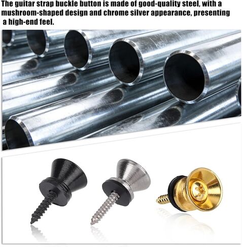 6pcs Guitar Strap Buttons Lock Pins, Metal Strap Buttons for Acoustic Electric Guitar Bass Ukulele (Black, Gold, Silver) in Saudi Arabia