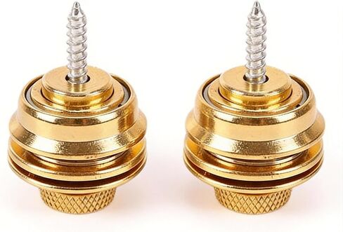 أقفال حزام الجيتار من سبائك الزنك - عبوتان من أشرطة الرأس المسطحة الذهبية سريعة الفك، نظام قفل آمن للجيتار الصوتي/الكهربائي/Strat/Tele/Les Paul/Ibanez/Bass، يتضمن براغي تثبيت وغسالات in Kuwait