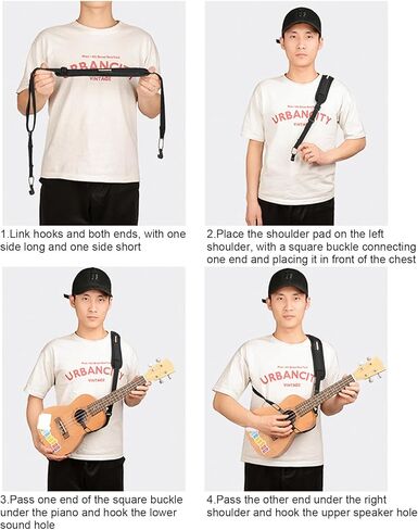 Adjustable Ukulele Strap No Drill Clip On Double J Hooks Shoulder Strap Fits Most Standard Ukuleles Musical Instrument Accessory Hands Free Small Guitar Hanging Belt in Saudi Arabia