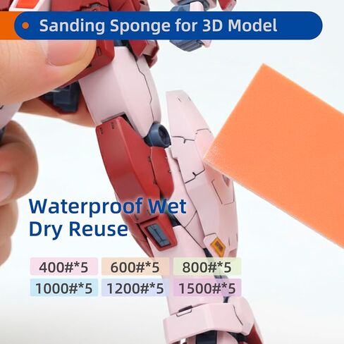 30Pcs Sanding Sponge Set for Model, 6 Grits 400/600/800/1000/1200/1500, Waterproof Wet Dry Sanding Blocks for Wood, Metal, Plastic, Hobby, Model, Reusable Sandpaper Assortment in Saudi Arabia