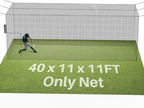 شبكة قفص مضرب بطول 101.6 سم × عرض 27.94 سم × ارتفاع 27.94 سم، شبكة قفص مضرب البيسبول والكرة اللينة 36 طبقة من البولي إيثيلين عالي التحمل، أقفاص مضرب مغلقة بالكامل للفناء الخلفي مع باب (الشبكة فقط بدون إطار) in Kuwait