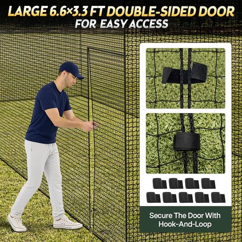 شبكة قفص مضرب بطول 101.6 سم × عرض 27.94 سم × ارتفاع 27.94 سم، شبكة قفص مضرب البيسبول والكرة اللينة 36 طبقة من البولي إيثيلين عالي التحمل، أقفاص مضرب مغلقة بالكامل للفناء الخلفي مع باب (الشبكة فقط بدون إطار) in Kuwait