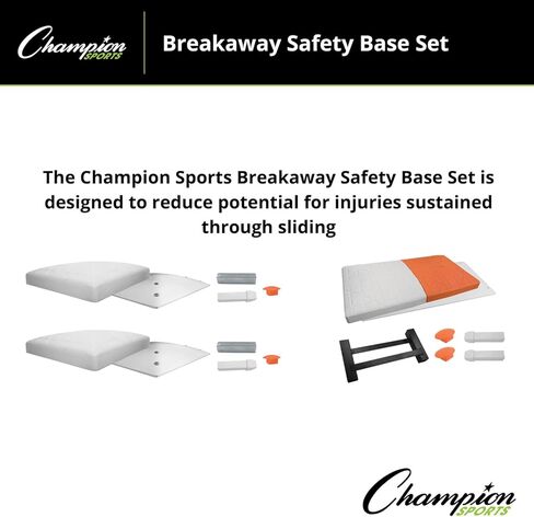 مجموعة قاعدة بيسبول مكونة من 3 قطع آمنة من Champion Sports مع قاعدة أولى مزدوجة - مطاط مصبوب، حجم رسمي، هيكل مطاطي عالي التحمل in Saudi Arabia