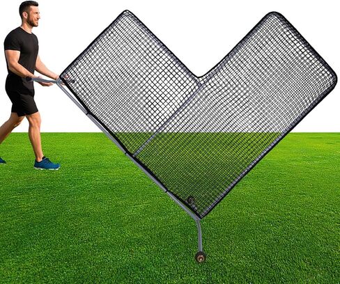 شاشة L للبيسبول مقاس 7 × 7 أقدام لممارسة الرمي، شاشة أمان محمولة للرمي مع عجلات، إطار فولاذي واقي واقي لتدريبات الفناء الخلفي لقفص الضرب، والمدربين، وتدريب الشباب in Kuwait