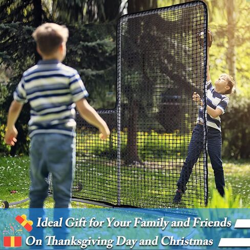 شاشة L للبيسبول مقاس 7 × 7 أقدام لممارسة الرمي، شاشة أمان محمولة للرمي مع عجلات، إطار فولاذي واقي واقي لتدريبات الفناء الخلفي لقفص الضرب، والمدربين، وتدريب الشباب in Kuwait