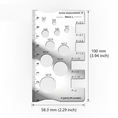 Stainless Steel Screw Thread Pitch Gauge Ruler, Thread Measuring Tool for Mechanics, Engineers, DIY (Silver) in Saudi Arabia