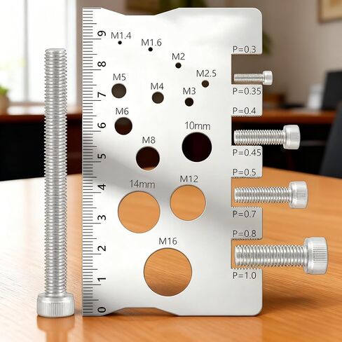 Stainless Steel Screw Thread Pitch Gauge Ruler, Thread Measuring Tool for Mechanics, Engineers, DIY (Silver) in Saudi Arabia