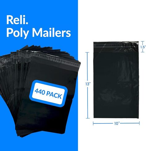 ريلي. (440 قطعة) بريد بولي 10 × 13 بوصة، أسود | أكياس شحن للملابس، الأعمال الصغيرة | أكياس بولي سوداء للشحن، 10 × 13 بوصة | بريد/تغليف | أظرف غير مبطنة ذاتية الغلق in Kuwait