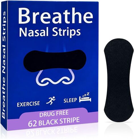 Nasal Strips for Snoring, 62 Count Extra Strength Nose Strips for Breathing, Hypoallergenic Snore Strip, Anti Snore, Improved Airflow, Universal Fit, Nasal Congestion Relief & Snoring Solution in Kuwait