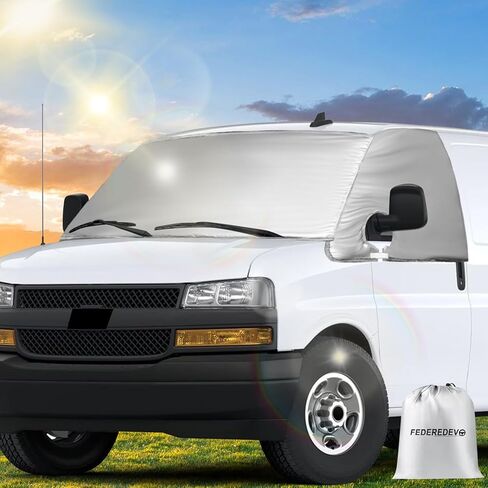 تغطية مخصصة لغطاء الزجاج الأمامي الفضي المخصص مع Ford Transit 2016-2025 Motorhome ، Van for Privacy Blockout UV Reflector Snow Protection in Kuwait