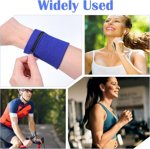 JJUNW 4 PCS Wrist Wallet Wristband with Zipper, 2 Colors Cotton Wrist Pouch Breathable Absorbent Wrists Wallet for Men Women Running Hiking Workout Comfortable Wristbands for Storage Key Card Cash in Saudi Arabia