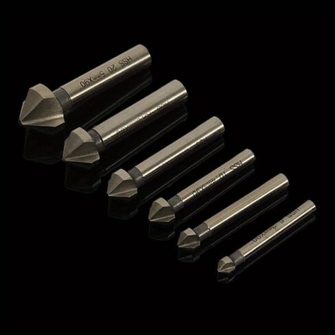 6-Piece HSS 3-Flute 90° Countersink Drill Bit Set – Round Shank Chamfering Cutter End Mill (Golden) in Saudi Arabia