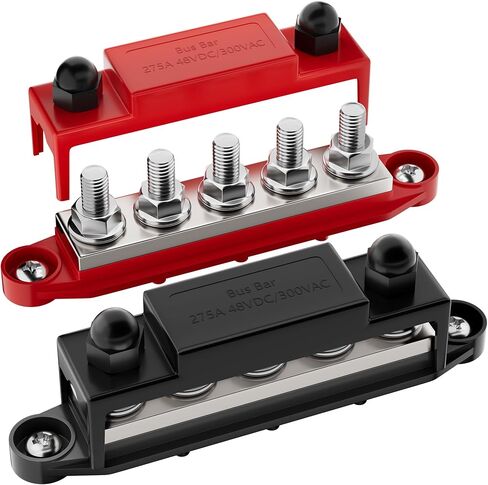 RVBOATPAT 275A Power Distribution Block 12V Bus Bar 5 x 3/8" (M10) Terminal Studs 12 Volt Marine Busbar Positive and Ground for Automotive Car Boat Solar System in Saudi Arabia