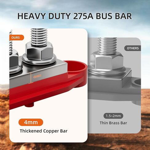 RVBOATPAT 275A Power Distribution Block 12V Bus Bar 5 x 3/8" (M10) Terminal Studs 12 Volt Marine Busbar Positive and Ground for Automotive Car Boat Solar System in Saudi Arabia