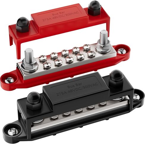 RVBOATPAT 275A Marine Bus Bar 12V Power Distribution Block 2 x 5/16" Terminal Studs and 14 x #8 Screws Positive and Ground Battery BusBar for Automotive Car Boat in Saudi Arabia