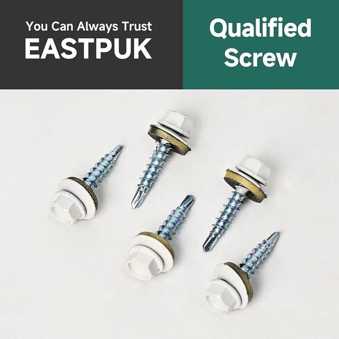 100-pack #10 x 1-1/2 Hex Head Self-Drilling Metal Roofing Screws with EPDM Washer, Zinc Plated Wood Screws, Self Tapping Sheet Metal Roof Screws (Diamond Point) in Kuwait