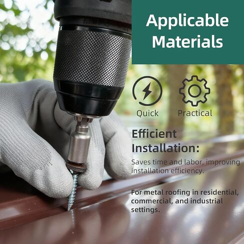 100-pack #10 x 1-1/2 Hex Head Self-Drilling Metal Roofing Screws with EPDM Washer, Zinc Plated Wood Screws, Self Tapping Sheet Metal Roof Screws (Diamond Point) in Kuwait