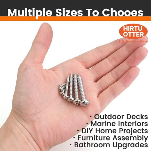 #4 x 1/4" (50 PCS) Pan Head Self Tapping Screws, 304 Stainless Steel 18-8, Sheet Metal Screws & Wood Screws, Rust-Resistant Fasteners for RV HVAC 3D Printing & DIY Projects (WST2.9x6) in Kuwait