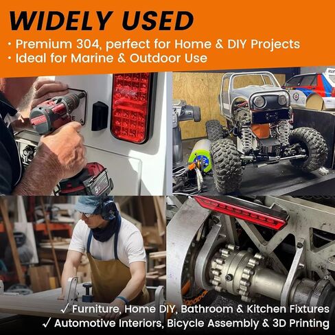 #4 x 1/4" (50 PCS) Pan Head Self Tapping Screws, 304 Stainless Steel 18-8, Sheet Metal Screws & Wood Screws, Rust-Resistant Fasteners for RV HVAC 3D Printing & DIY Projects (WST2.9x6) in Kuwait