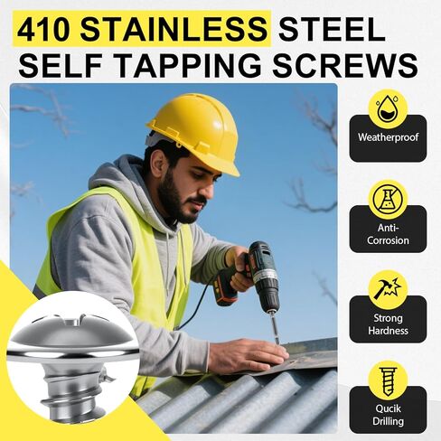 190 Pcs (#8 x 3/4" /4.2x19) Philips Truss Head Self Tapping Sheet Metal Screws,410 Stainless Steel Self Drilling Screws for Metal, Fast Self Tapping Screws,with Screw Driver Bit in Saudi Arabia