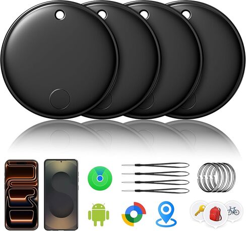 Tracker Tag for iOS و Android ، حزم Tracker Tag-4 الذكية ، نظام تعقب Bluetooth Dual Finder/Item Locator يعمل مع Apple Find My (iOS) ومركز Find's Find (Android) للمفتاح ، حقيبة الظهر ، Luggage Black in Kuwait