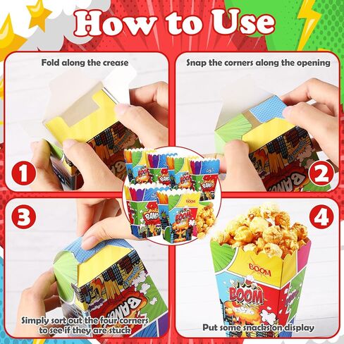 Marspark 24 Pcs Hero Party Favors Popcorn Boxes Hero Birthday Goodie Candy Snack Popcorn Bags Treat Box Cookie Buckets for Birthday Baby Shower Party Supplies Decorations in Saudi Arabia