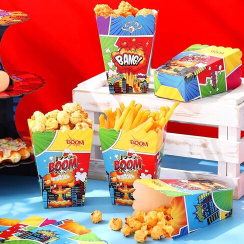 Marspark 24 Pcs Hero Party Favors Popcorn Boxes Hero Birthday Goodie Candy Snack Popcorn Bags Treat Box Cookie Buckets for Birthday Baby Shower Party Supplies Decorations in Saudi Arabia