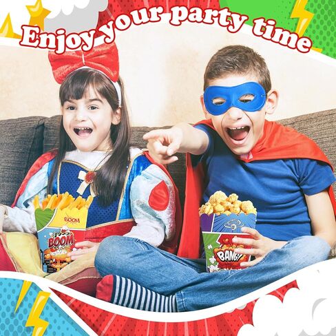Marspark 24 Pcs Hero Party Favors Popcorn Boxes Hero Birthday Goodie Candy Snack Popcorn Bags Treat Box Cookie Buckets for Birthday Baby Shower Party Supplies Decorations in Saudi Arabia