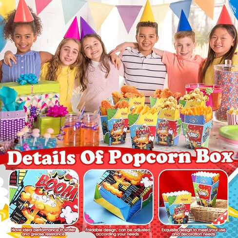 Marspark 24 Pcs Hero Party Favors Popcorn Boxes Hero Birthday Goodie Candy Snack Popcorn Bags Treat Box Cookie Buckets for Birthday Baby Shower Party Supplies Decorations in Saudi Arabia